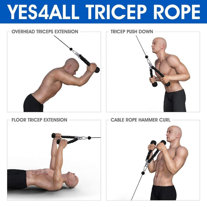 Cuerda tríceps trenzada 70cm - Fitness Tech